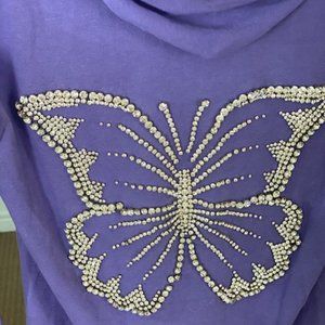Twisted Heart Rhinestone Butterfly Hoodie